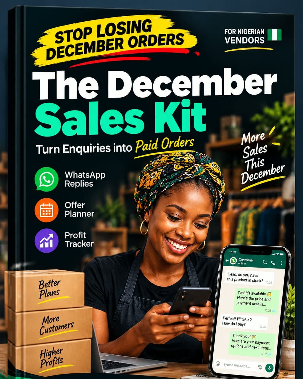 The December Sales Kit: WhatsApp replies, offer planner and profit tracker